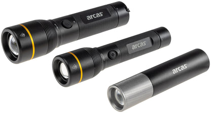 LED-Taschenlampe ARCAS mit Akku 3W 300lm, Zoom