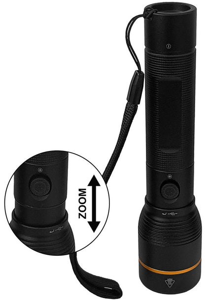LED-Taschenlampe ARCAS mit Akku 10W 1000lm, Zoom, Powerbankfunktion