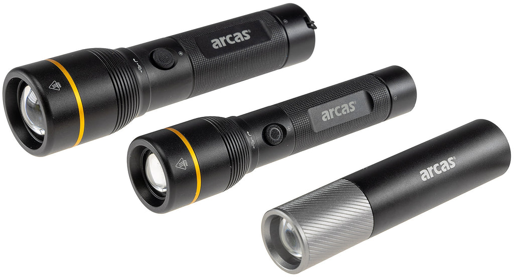 LED-Taschenlampe ARCAS mit Akku 20W 2000lm, Zoom, Powerbankfunktion