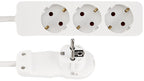 Schutzkontakt-Steckdosenleiste 3-fach 3600W, 2m Kabel, weiß, Flachstecker