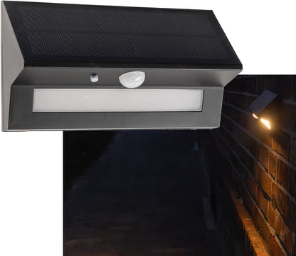 LED Solar Wandleuchte "SWL-AS400" IP44, warmweiß 3000K, PIR Sensor