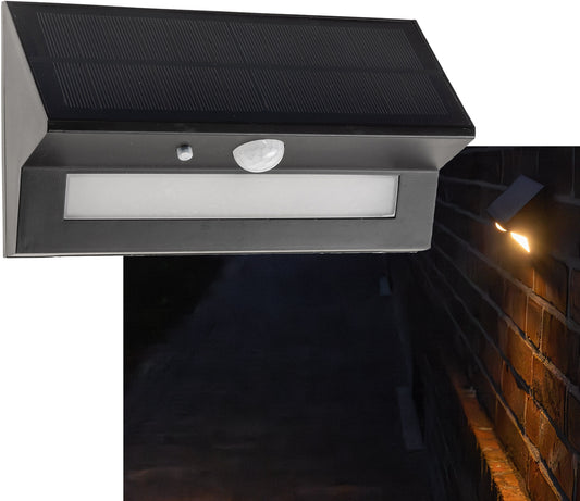 LED Solar Wandleuchte "SWL-AS400" IP44, warmweiß 3000K, PIR Sensor