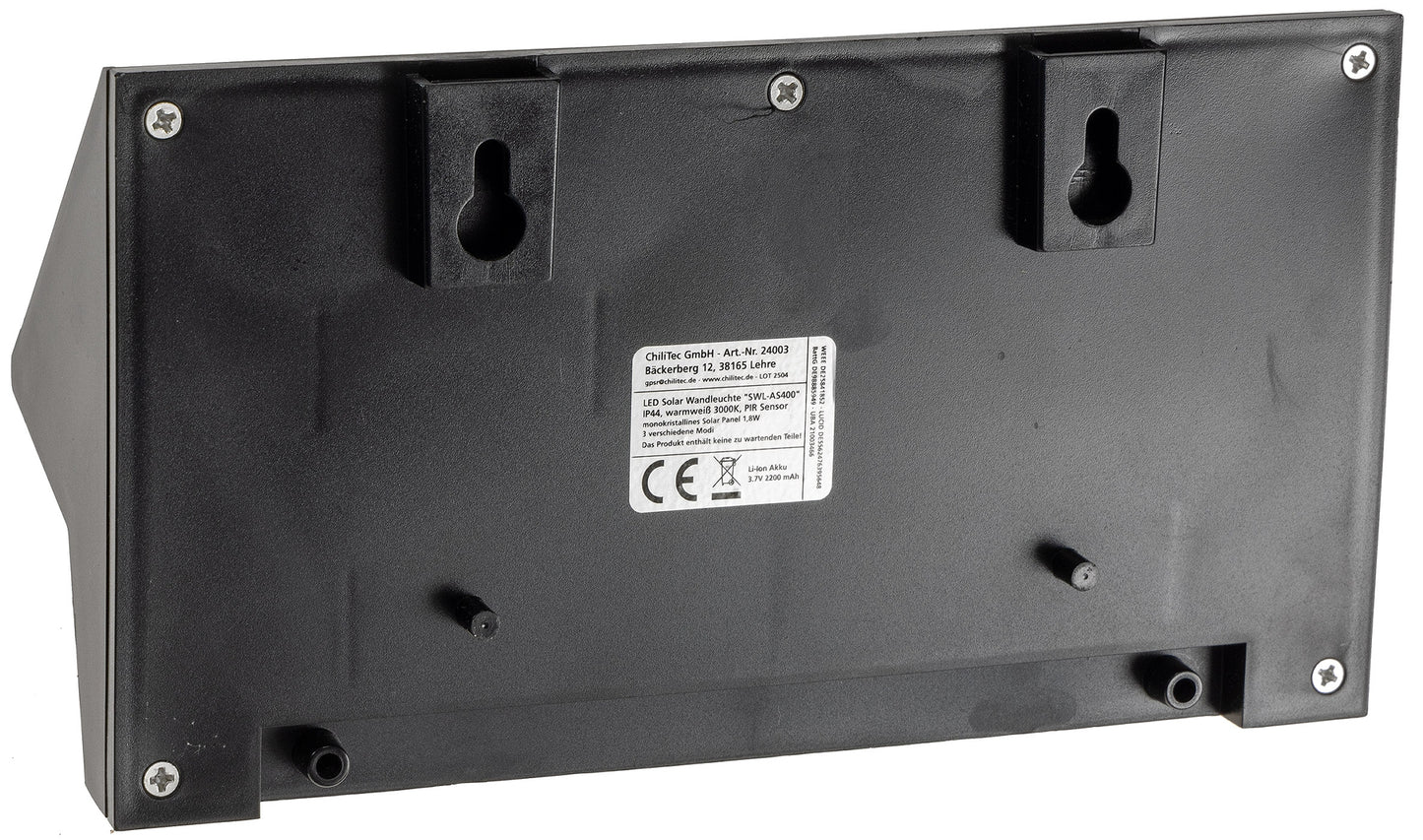 LED Solar Wandleuchte "SWL-AS400" IP44, warmweiß 3000K, PIR Sensor