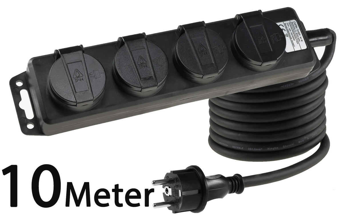 Gartensteckdosenleiste für Außen, 4-fach IP44, H07RN-F 3G1,5mm², Zuleitung 10m