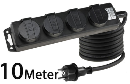Gartensteckdosenleiste für Außen, 4-fach IP44, H07RN-F 3G1,5mm², Zuleitung 10m