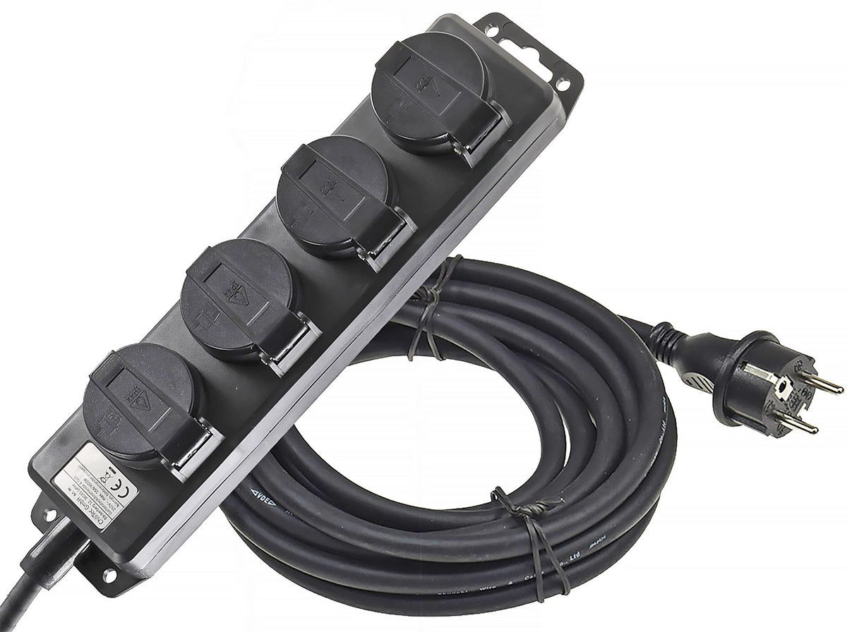 Gartensteckdosenleiste für Außen, 4-fach IP44, H07RN-F 3G1,5mm², Zuleitung 10m
