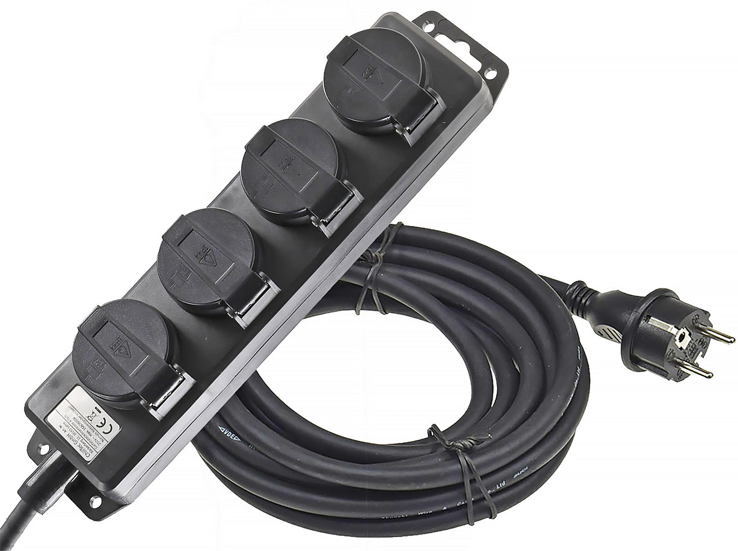 Gartensteckdosenleiste für Außen, 4-fach IP44, H07RN-F 3G1,5mm², Zuleitung 10m