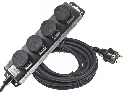 Gartensteckdosenleiste für Außen, 4-fach IP44, H07RN-F 3G1,5mm², Zuleitung 10m