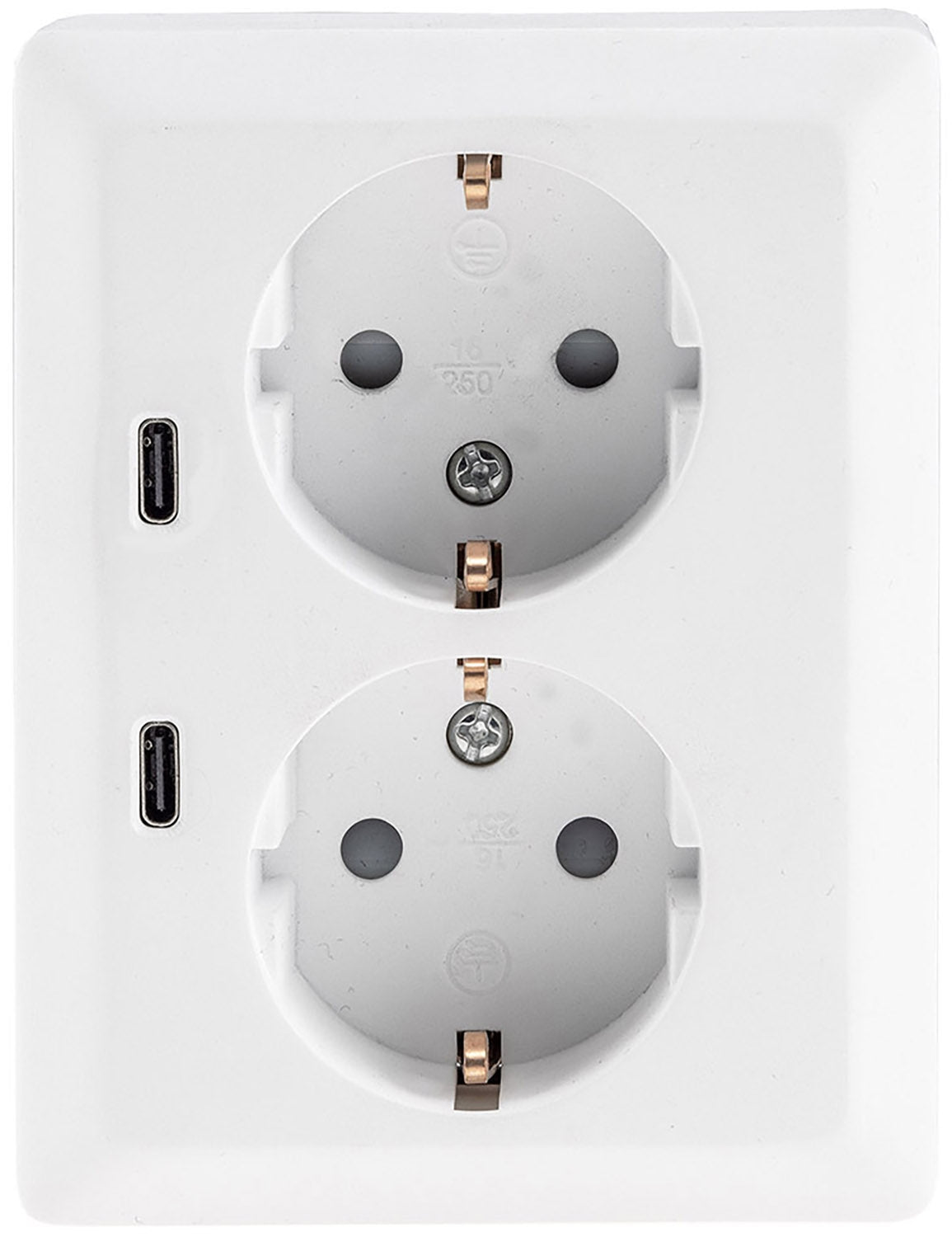 MILOS Schutzkontakt-Steckdose 2-fach 250V~/16A, 1x UP, 2x USB C/PD, weiß matt