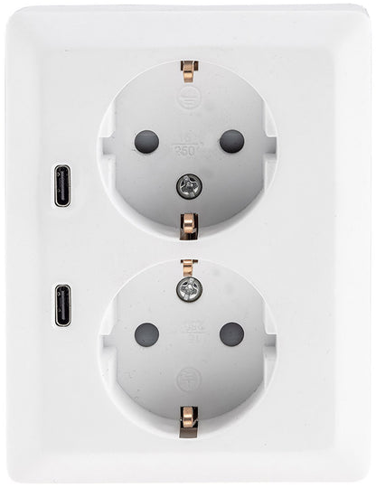 MILOS Schutzkontakt-Steckdose 2-fach 250V~/16A, 1x UP, 2x USB C/PD, weiß matt