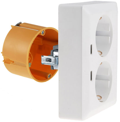 MILOS Schutzkontakt-Steckdose 2-fach 250V~/16A, 1x UP, 2x USB C/PD, weiß matt