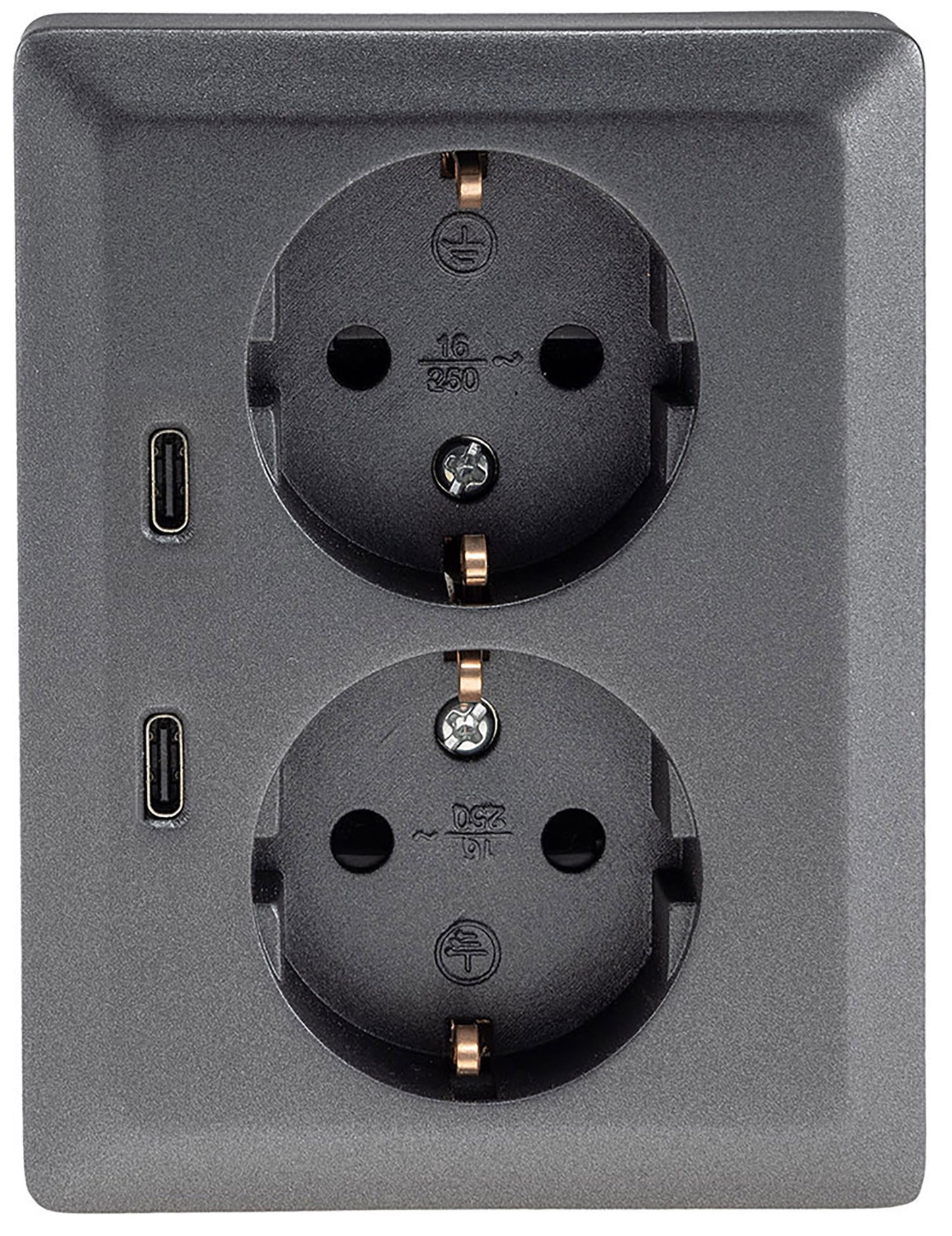 MILOS Schutzkontakt-Steckdose 2-fach 250V~/16A, 1x UP, 2x USB C/PD, anthrazit