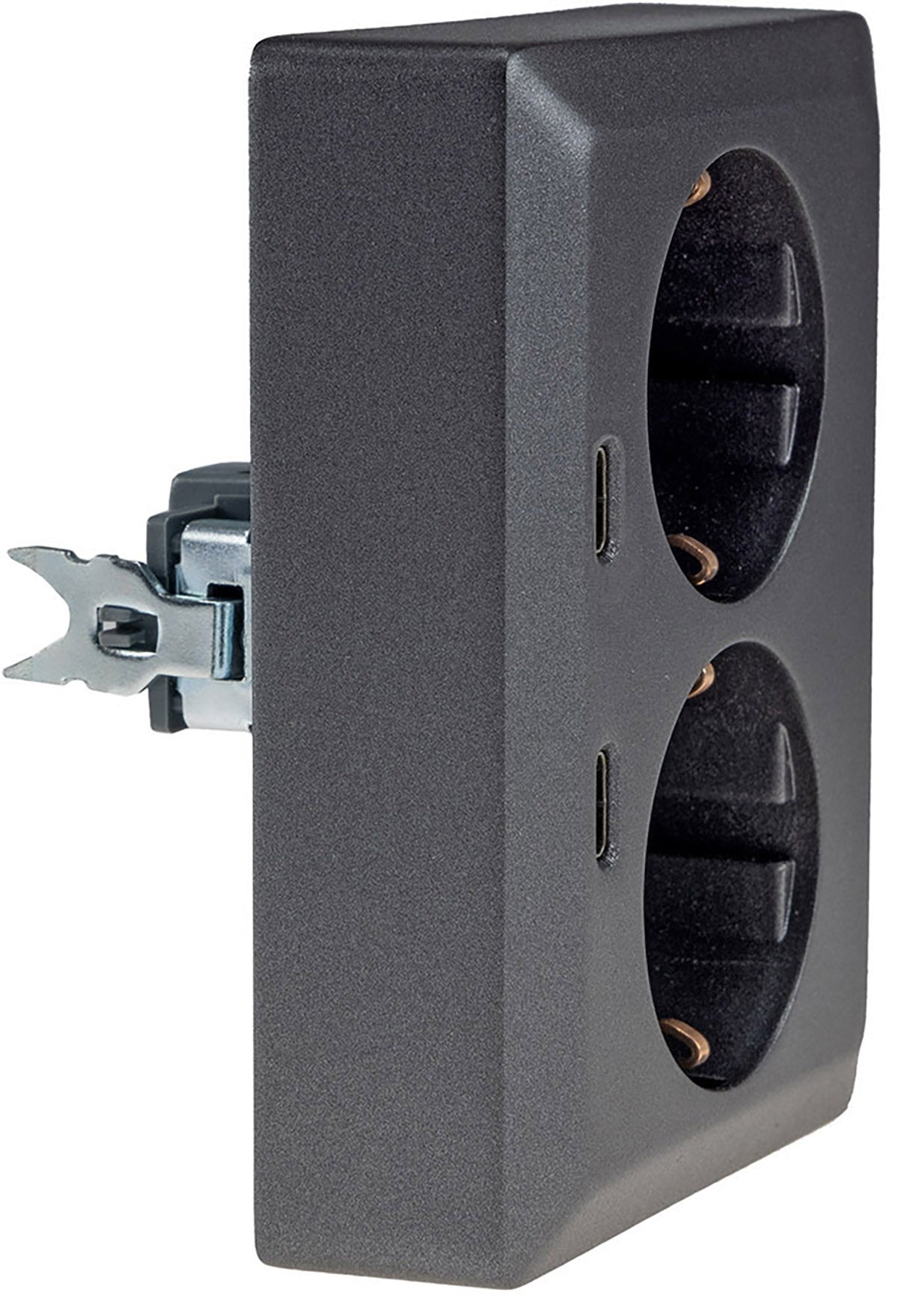 MILOS Schutzkontakt-Steckdose 2-fach 250V~/16A, 1x UP, 2x USB C/PD, anthrazit