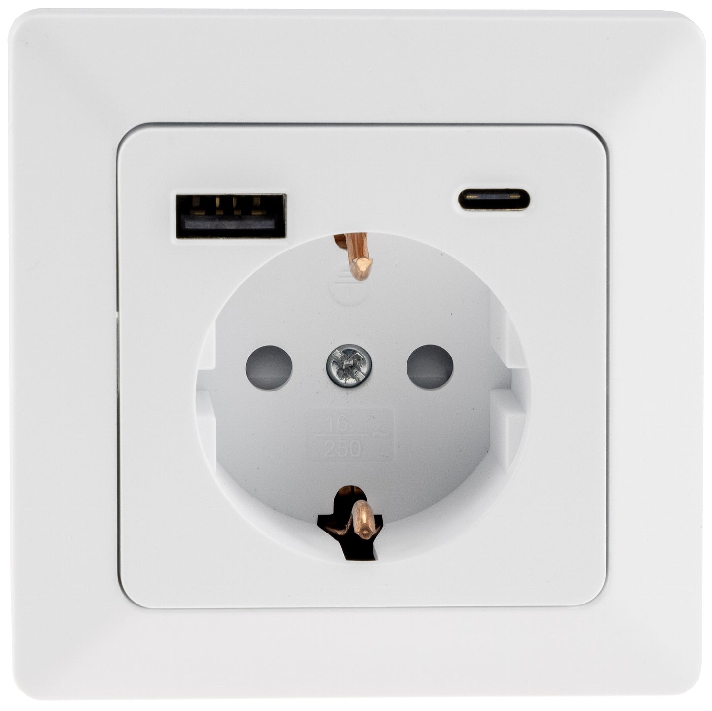 MILOS Schutzkontakt-Steckdose, matt weiß 230V~/ 16A, Unterputz, USB-A/C PD 3.0
