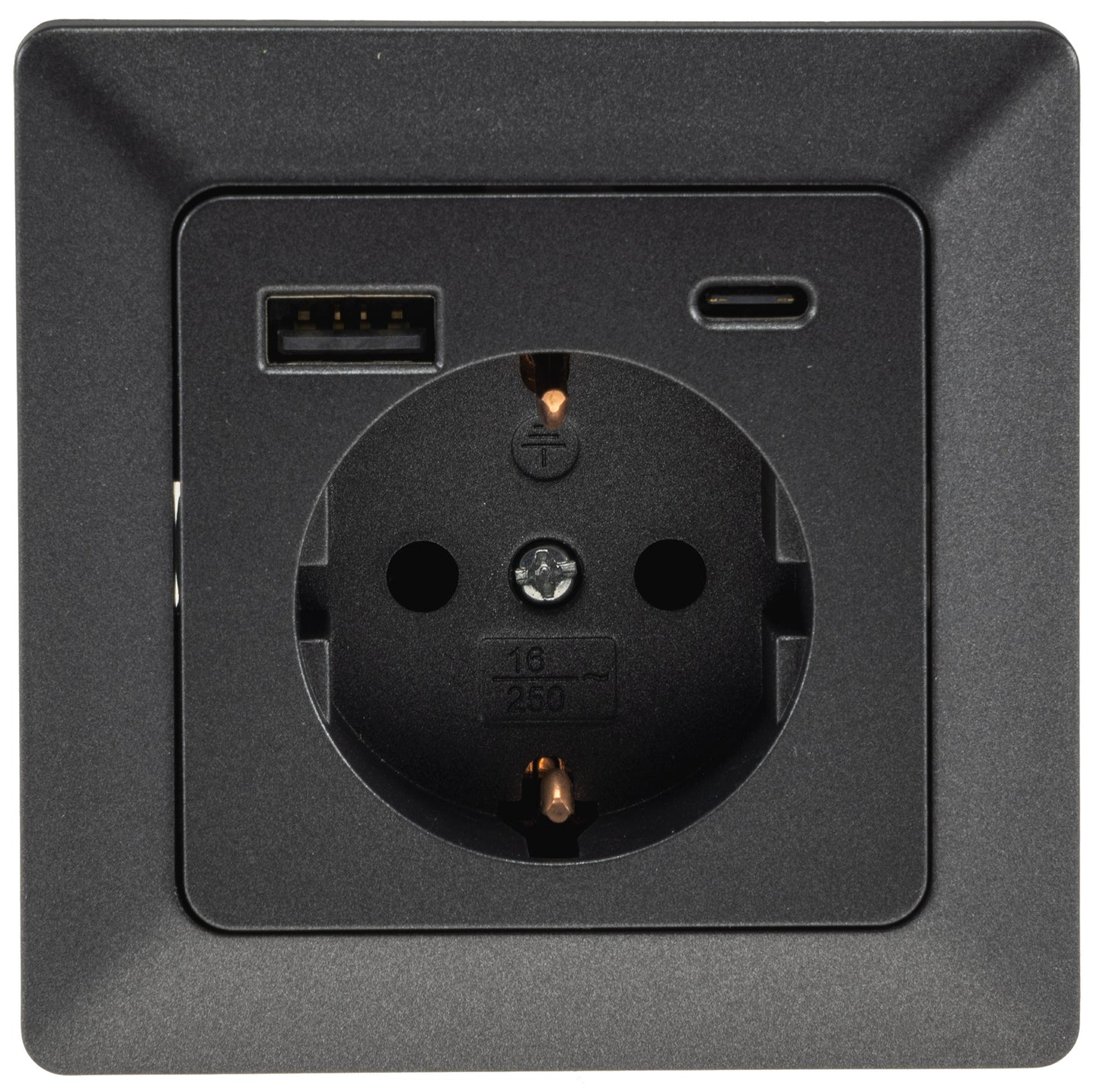 MILOS Schutzkontakt-Steckdose, anthrazit 230V~/ 16A, Unterputz, USB-A/C PD 3.0
