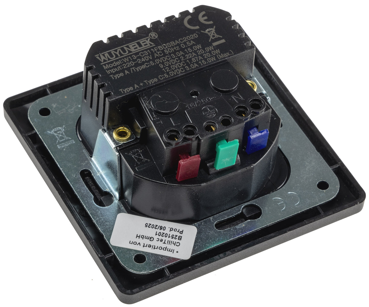 MILOS Schutzkontakt-Steckdose, anthrazit 230V~/ 16A, Unterputz, USB-A/C PD 3.0