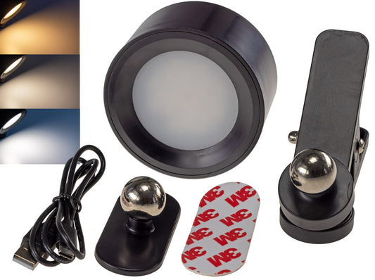 LED Akku Clip-Leuchte "CT-AKL3" Dimmbar, CCT 3000k-6000k, schwarz