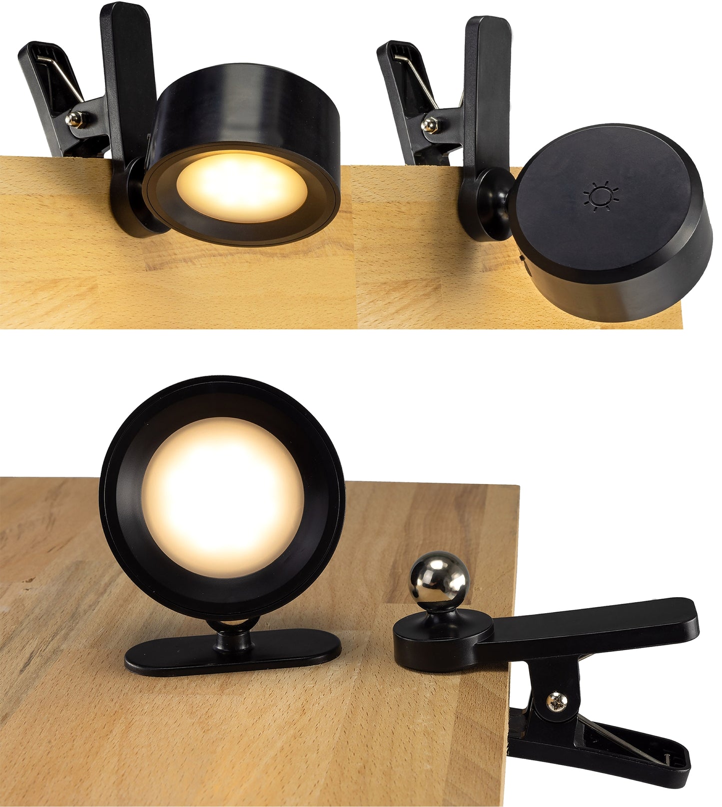LED Akku Clip-Leuchte "CT-AKL3" Dimmbar, CCT 3000k-6000k, schwarz