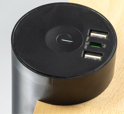 3-fach Tischsteckdose "CT-KS 3" USB-A + C, 20W PD, 3m Kabel, Schwarz
