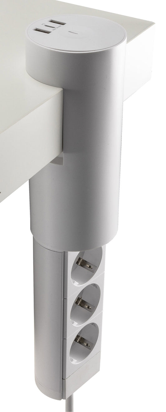 3-fach Tischsteckdose "CT-KS 3" USB-A + C, 20W PD, 3m Kabel, Weiß
