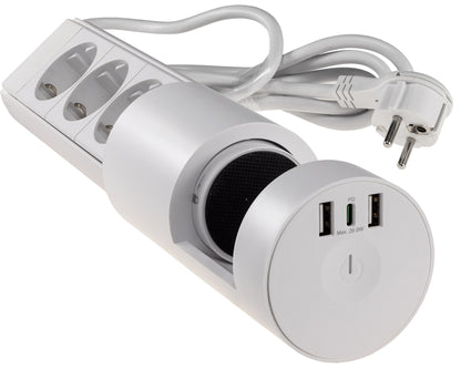 3-fach Tischsteckdose "CT-KS 3" USB-A + C, 20W PD, 3m Kabel, Weiß