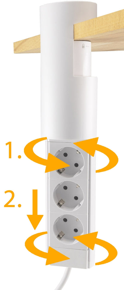 3-fach Tischsteckdose "CT-KS 3" USB-A + C, 20W PD, 3m Kabel, Weiß