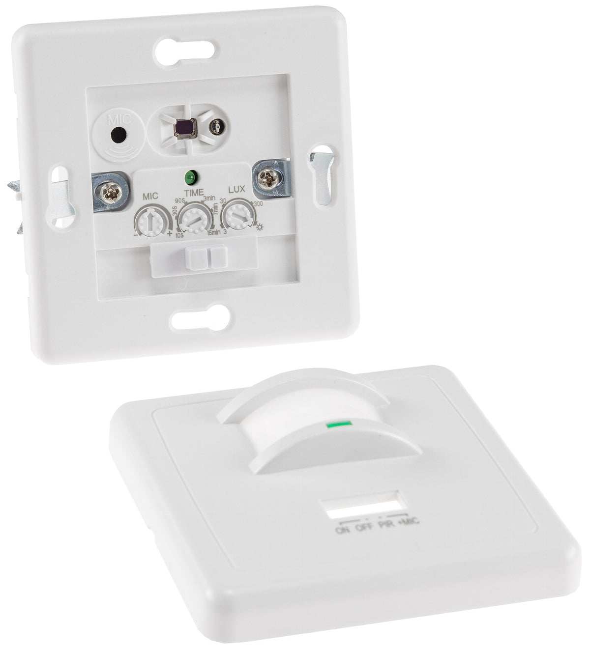 Bewegungsmelder 160° Unterputz IR & Akustik Sensor, 3-Draht, weiß