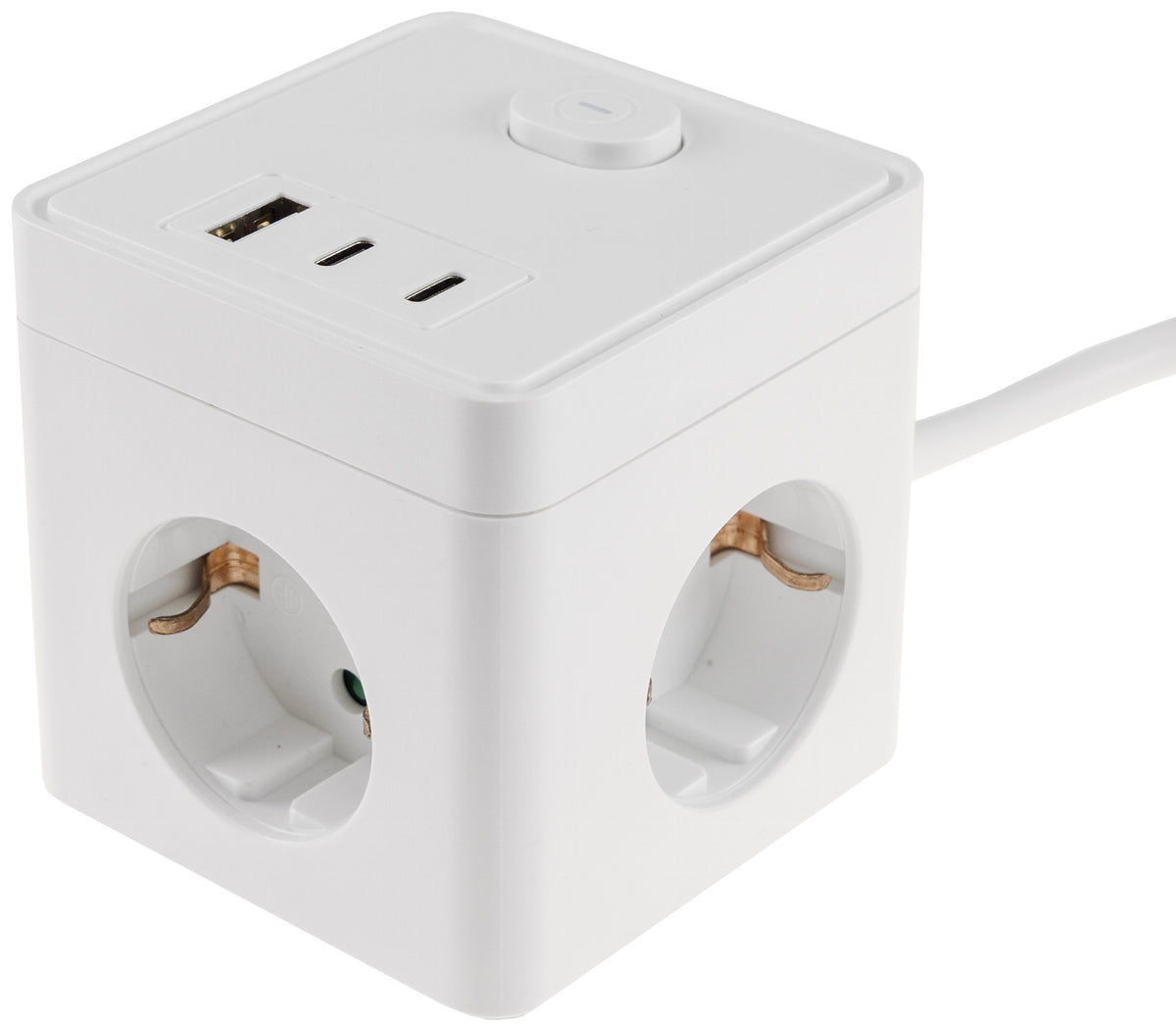 Steckdosen-Würfel mit USB-Ladebuchsen USB-A /USB-C,3-fach, 1,5m Kabel, weiß