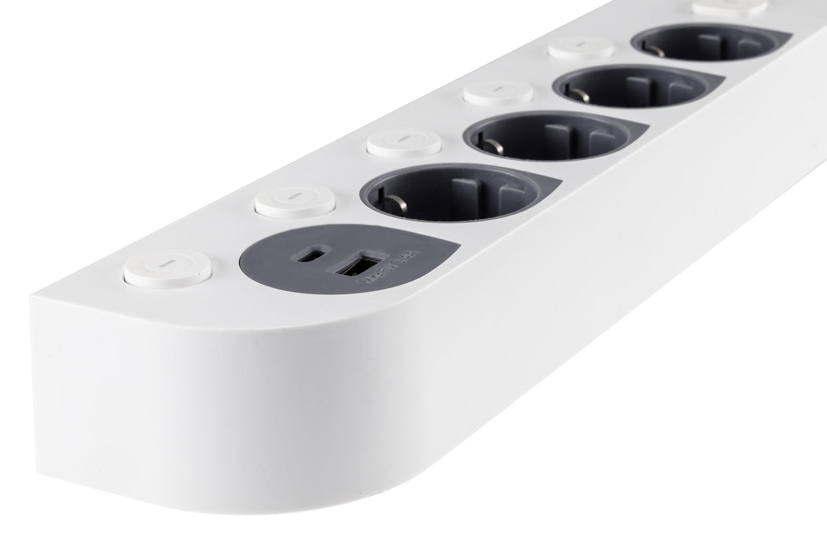 4-fach Steckdosenleiste mit Schalter USB-A / C, Einzelschaltung, 1,5m Kabel