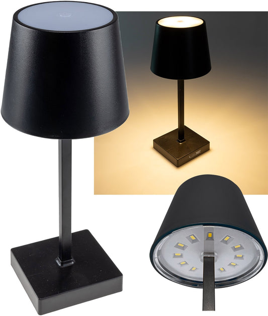 LED Akku Tischleuchte 26cm, dimmbar USB-C, 160Lumen, 1200mAh, 3000k, schwarz