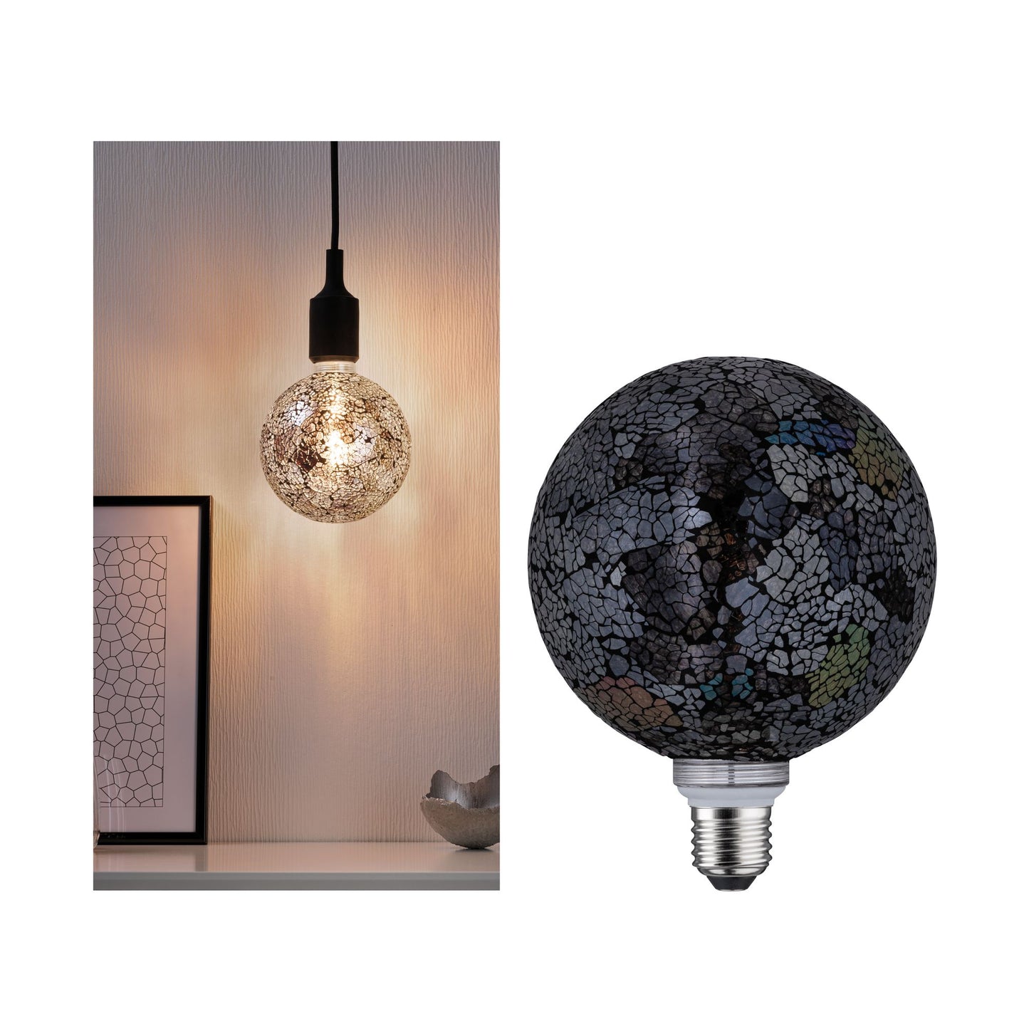Paulmann LED G125 Miracle Mosaic 470lm black dim E27 2700K 230V