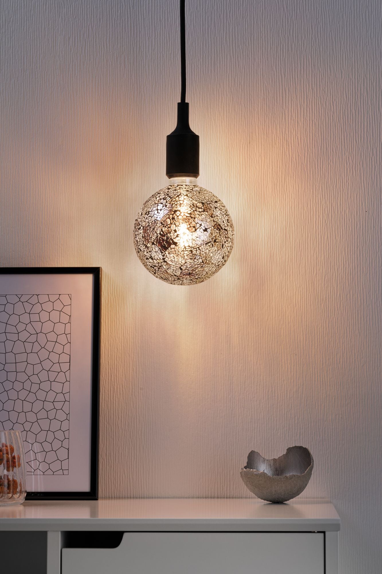 Paulmann LED G125 Miracle Mosaic 470lm black dim E27 2700K 230V