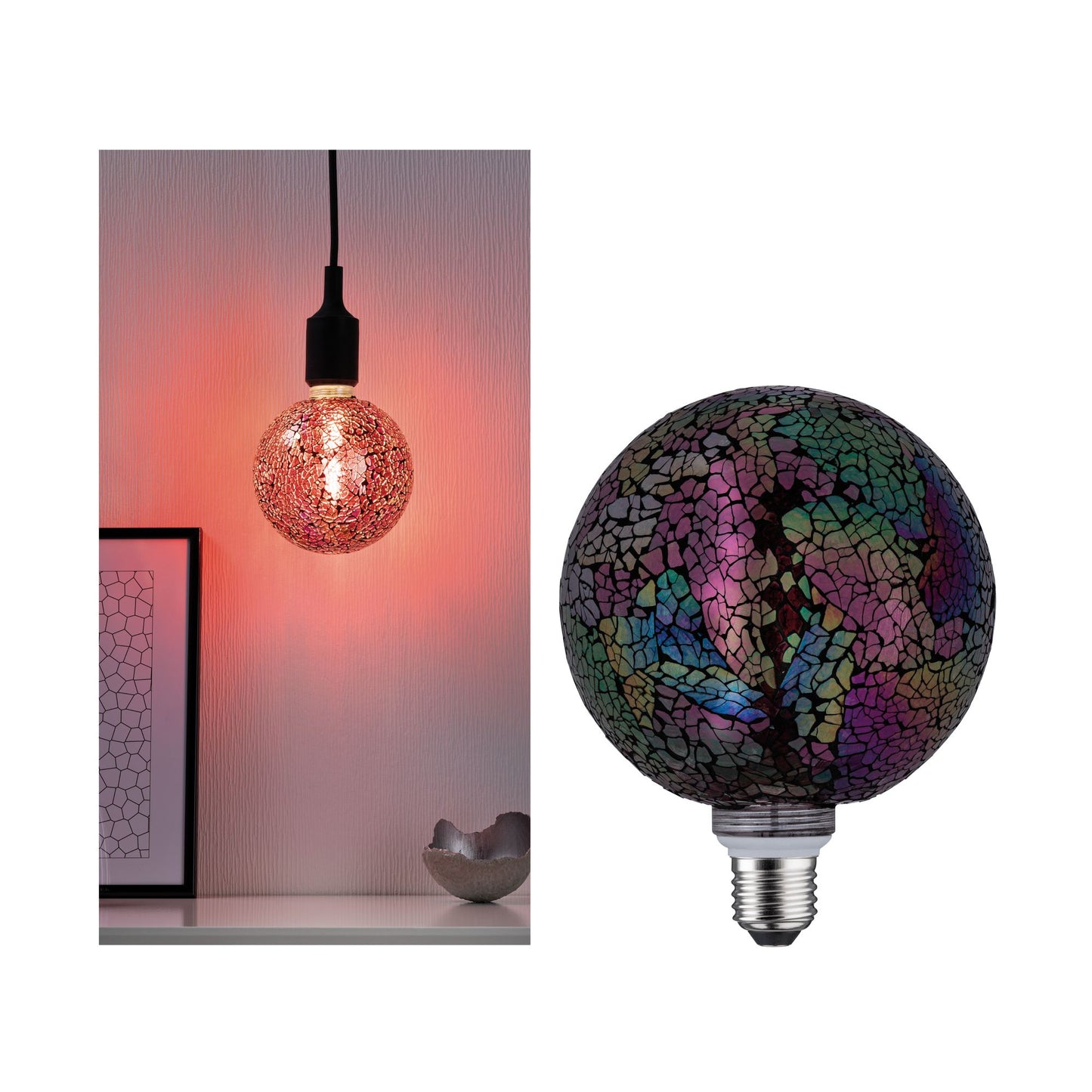 Paulmann LED G125 Miracle Mosaic 470lm red dim E27 2700K 230V
