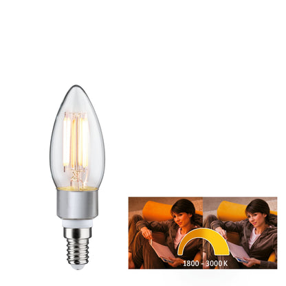Paulmann LED Fil Kerze 470lm E14 5W dim to warm 1800-3000K 230V