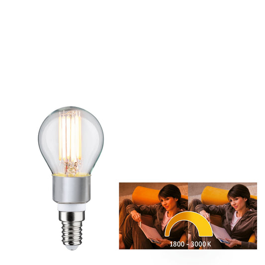 Paulmann LED Fil Tropfen 470lm E14 5W dim to warm 1800-3000K 230V