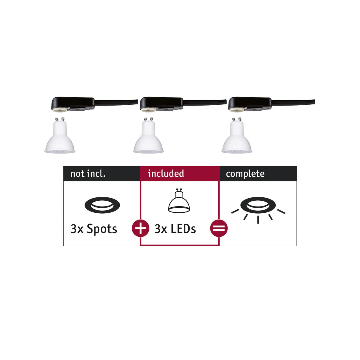Paulmann EBL Choose 3er GU10 Set NonDim 3x6,5W 460lm 2700K 51mm