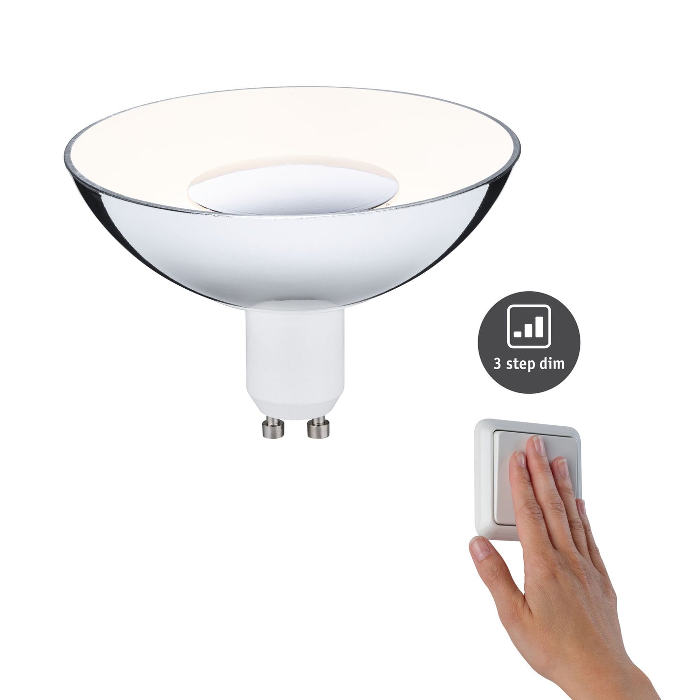 Paulmann LED GU10 360lm 4,9W weiß/silber 3step dim 230V