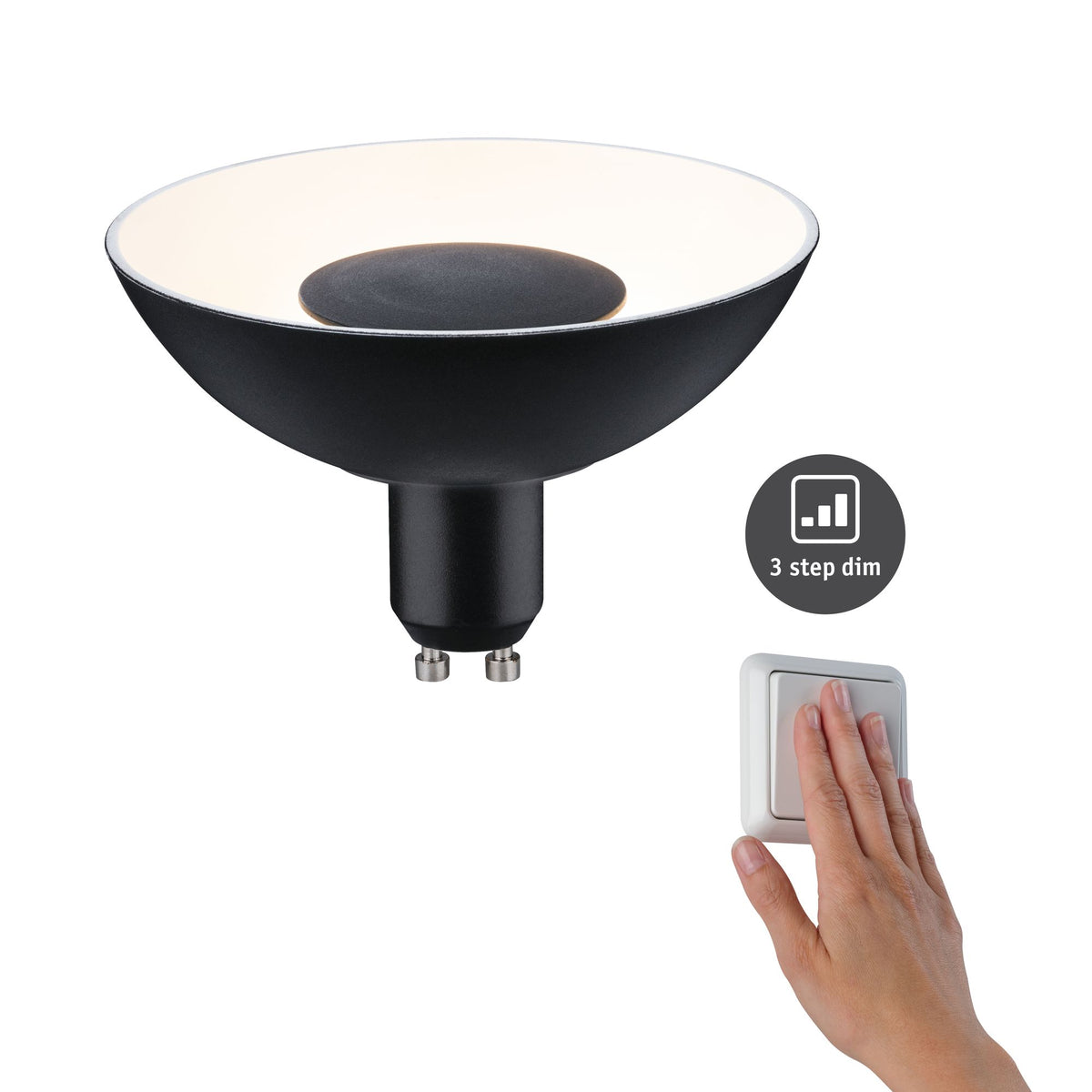 Paulmann LED GU10 360lm 4,9W schwarz/weiß 3step dim 230V