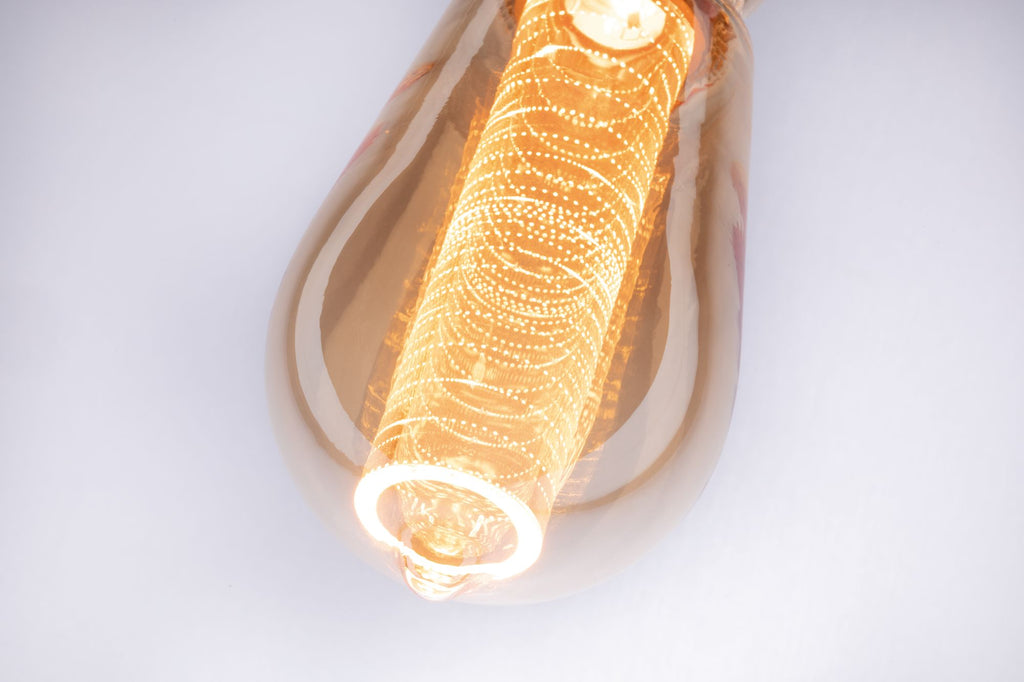 Paulmann LED Vintage-Kolben ST64 Inner Glow E27 Gold mit Innenkolben Ringmuster dimmbar