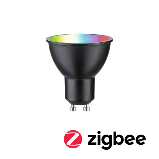 Paulmann Standard 230V LED Reflektor GU10 Smart Home Zigbee 3.0  350lm 4,8W RGBW+ dimmbar Schwarz matt