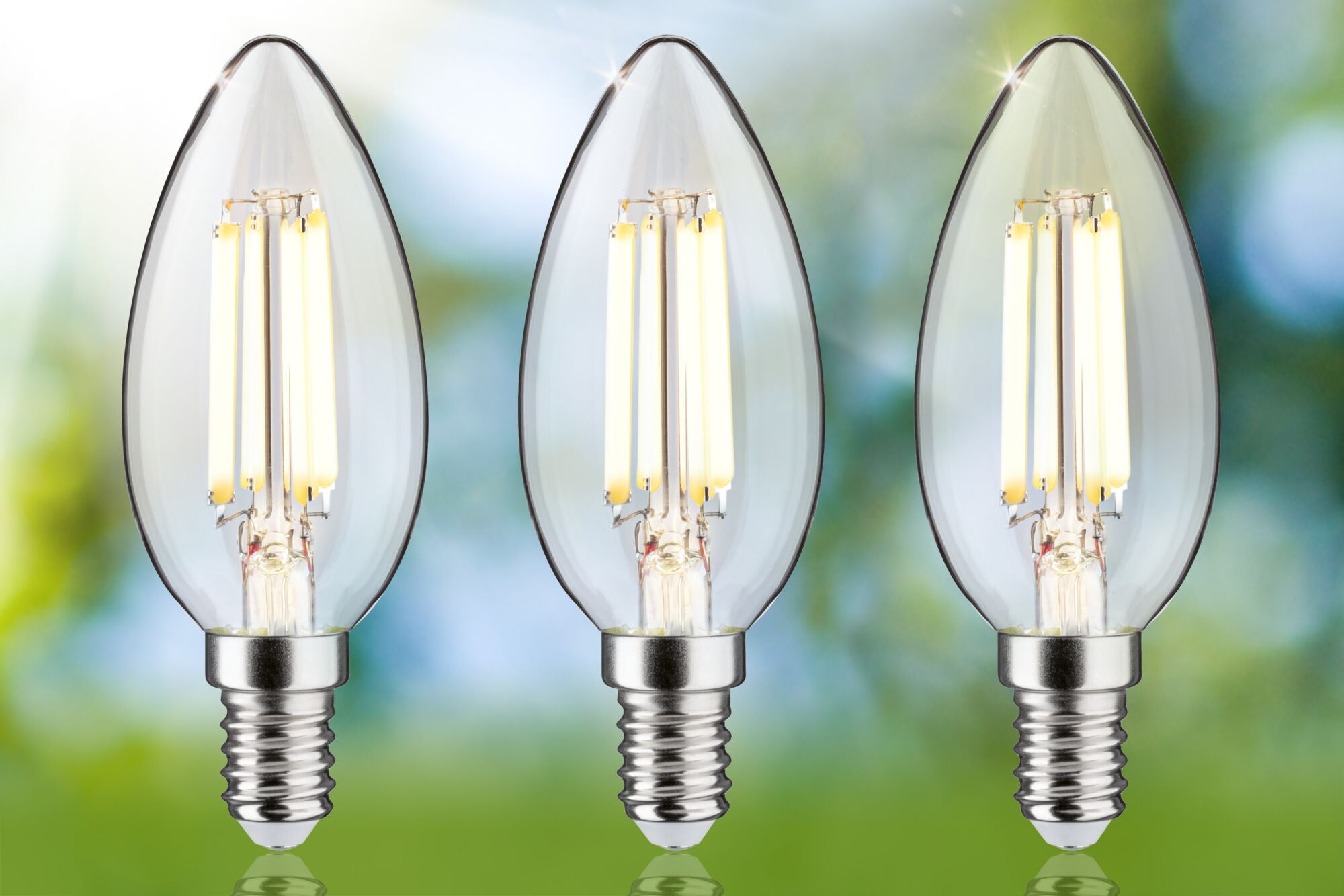 Paulmann Eco-Line Filament 230V LED Kerze 3er-Set  98mm 525lm 2,5W 3000K  Klar