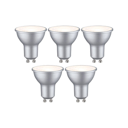 Paulmann Standard 230V LED Reflektor 5er-Set 5x460lm 5x4,9W 2700K  Weißaluminium