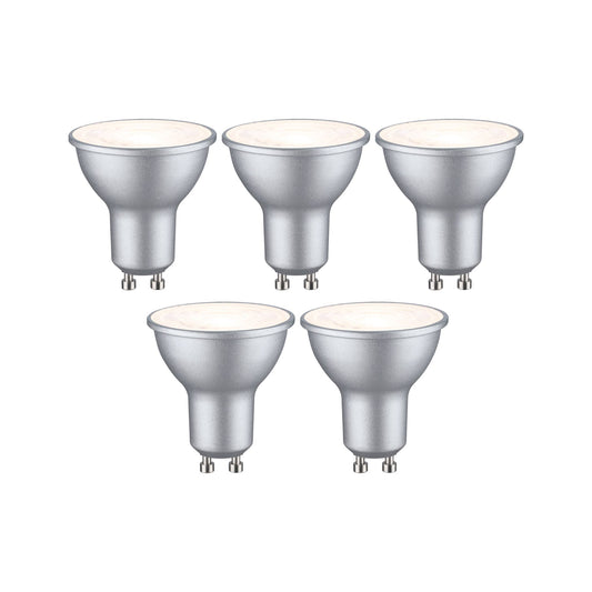Paulmann Standard 230V LED Reflektor 5er-Set 5x460lm 5x4,9W 2700K  Weißaluminium