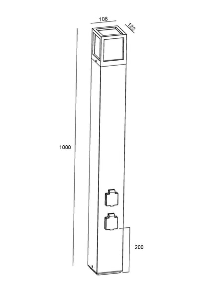 Stehleuchte Facado Socket Dunkelgrau 100 cm E27 Aluminium IP54 inkl 2 Steckdosen