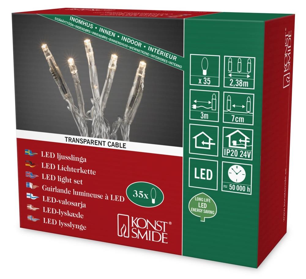 Micro LED-Lichterkette 35 flg. ww, transp. Kab.6352-123