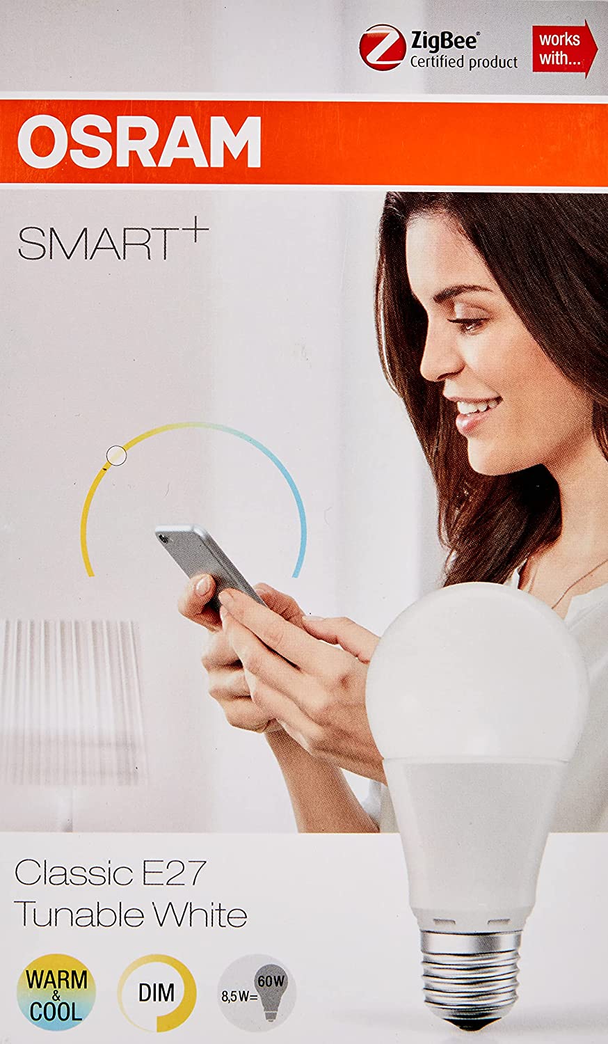 OSRAM Smart+ LED ZigBee Lampe E27 warmweiß bis tageslicht (2700K - 6500K) dimmbar 8,5 W
