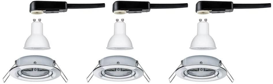 Paulmann EBL Set Nova rd schw LED 3stepdim 3x6,5W 230V GU10 51mm Chrom/Alu