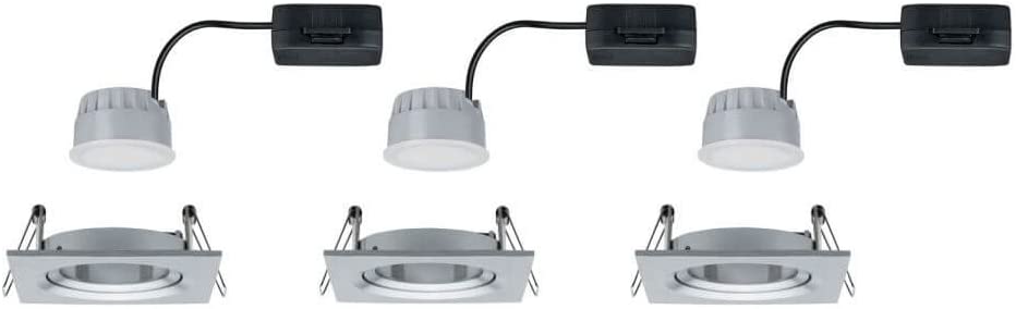 Paulmann EBL Set Nova Coin 3-stepdim eck schw LED 3x6,5W 2700K 230V Alu ged/Alu