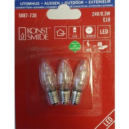 3x LED Ersatzbirne 24V 0,2W E10 ww 5087-730