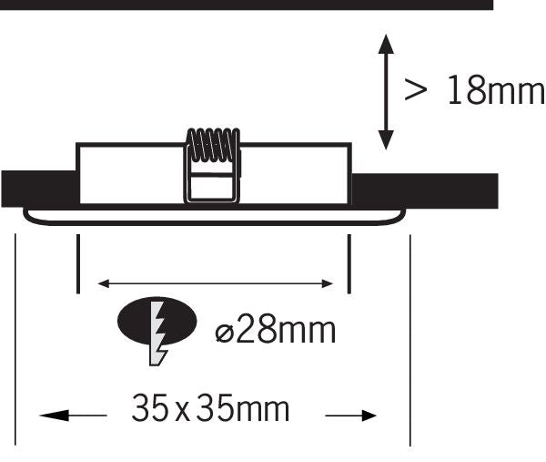 TIP NP Mini EBL LED eckig 5x0,5W 3,6VA 230/12V 35x35mm Eisen geb./ Metall